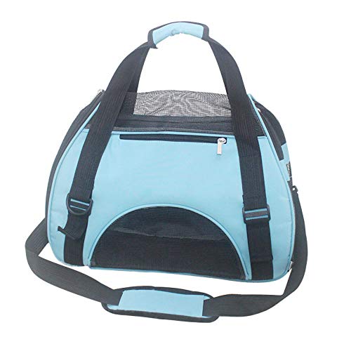 Gulunmun Haustierhunde Katze Umhängetasche Reisekatze Hundetragetasche Tragetasche für Haustiere Weiche kleine atmungsaktive kleine Haustierhandtasche Katzenrucksack S/M/L-Blau, L34xB19xH27cm von Gulunmun