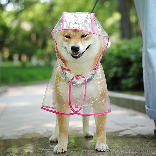 Gulunmun Haustierkleidung,Transparenter Hunde-Regenmantel,Wasserdichter Hundemantel,Jacke,Haustier-Poncho,Umhang Für Kleine,Mittelgroße Hunde,Welpen-Regenbekleidung,pink,XL von Gulunmun