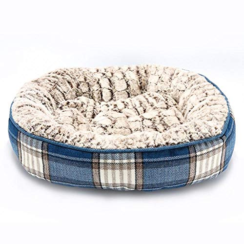 Gulunmun Hochwertiges Haustier-Hundebett Circle Soft Comfortable Warmming Wasserdichtes Hundebett für kleine mittelgroße Seelp & Lay Dog-Katzenmatte -Blau_65x55x18_cm von Gulunmun