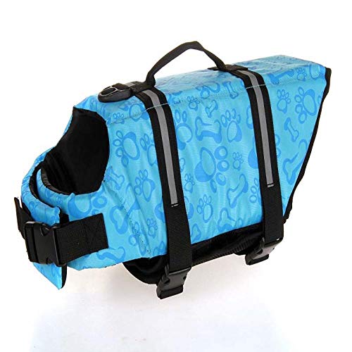 Gulunmun Hund Badebekleidung Pet Safety Badeanzug Sommer Hund Schwimmweste Schwimmweste Pet Safety Vest Hund Schwimmanzug-blauen Knochen L. von Gulunmun