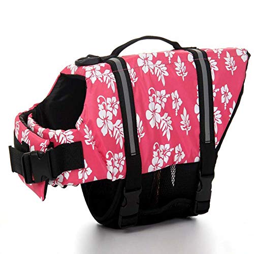 Gulunmun Hund Badebekleidung Pet Safety Badeanzug Sommer Hund Schwimmweste Schwimmweste Pet Safety Vest Hund Schwimmanzug-rosa Blume S. von Gulunmun