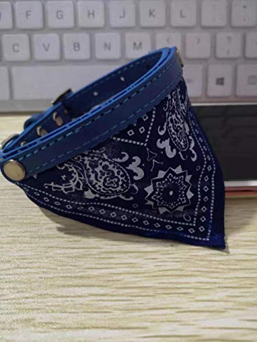 Gulunmun Hund Bandana Halsband Name Katze Halsband 10mm personalisierte benutzerdefinierte PU Leder Haustier Halsband Charm Letter Pet Supplies Hund Zubehör-Blue_S von Gulunmun