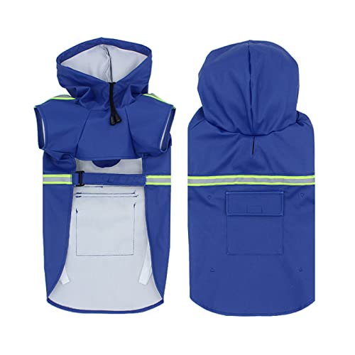 Gulunmun Hunde-Regenmäntel,Haustier-Poncho,Reflektierender Regenmantel,wasserdichte Jacke Für Kleine,Mittelgroße Und Große Hunde,Outdoor-Welpenkleidung,Blau,S von Gulunmun