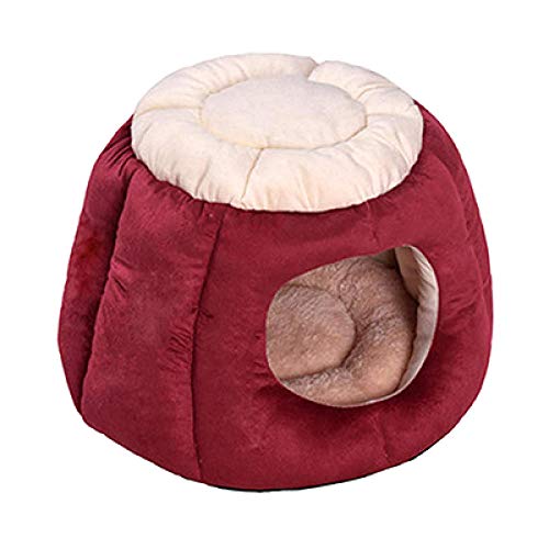 Gulunmun Hundebett Katzenhaus Hundezwinger Matte Weichfaser Haustier Hund Welpe Warmes Weichbett Haus Produkt Für Hundebett Katzenhöhle Haus-Red_S von Gulunmun