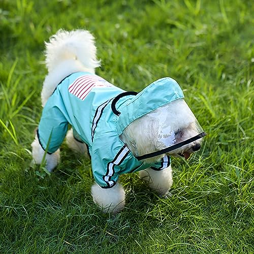 Gulunmun Hundegesichts-Regenmantel Mit Hüten,Reflektierende Regenfeste Kleidung Für Haustiere,Hoodies,Regenjacke,Mantel Für Kleine Und Mittelgroße Hunde,Bekleidung,Kostüm,Blau,2XL von Gulunmun