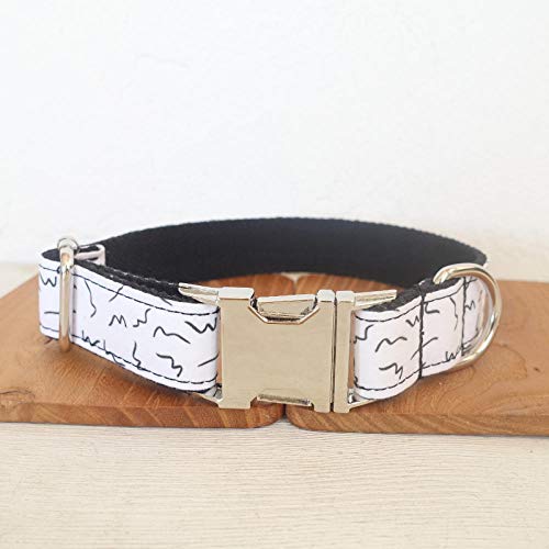 Gulunmun Hundehalsband verstellbar personalisiert langlebig Nylon frei graviert ID Name weißes Marmormuster Luxusgeschenk Hundehalsband-frei_graviert_Halsband_S von Gulunmun