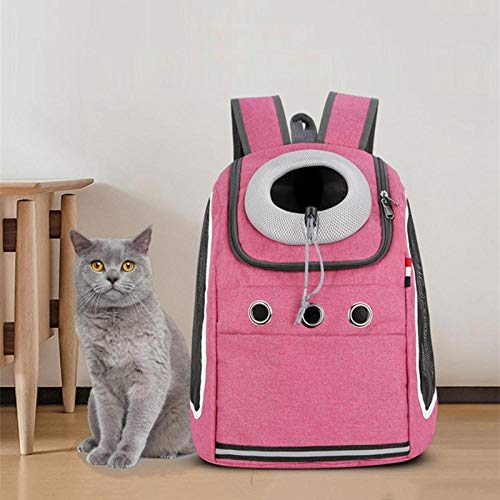 Gulunmun Katzenrucksack Atmungsaktive Katzentragetasche Doppelte Schulter Pet Carriers Tragbarer Welpenrucksack Robuste Hundetasche Pet Supplies-Pink von Gulunmun