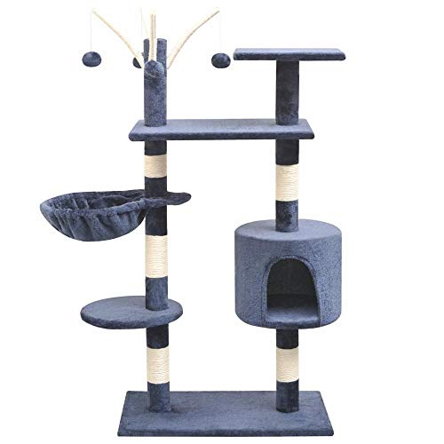 Gulunmun Kratzbaum Grosse Katzen Kletterbaum Stabiler 125 cm Kratzbaum Mit Sisal-Kratzbäumen Kratzbäume Multi-Level-Spielcenter Voll Funktionsfähiges Katzenstudio Für Multi-Katzen-Dark_Blue_L_ von Gulunmun