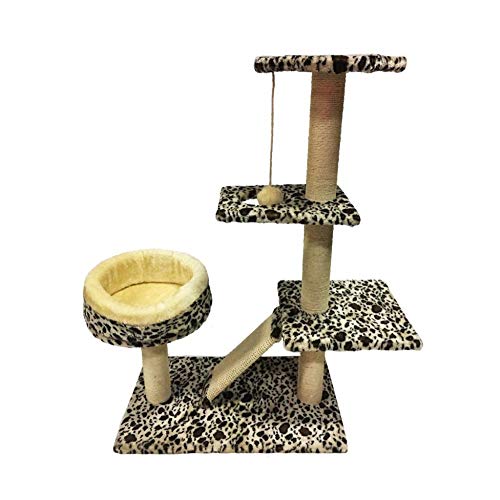 Gulunmun Kratzbaum Grosse Katzen Kletterbaum Stabiler Baum Turm Spielzeug Kratzbaum Beige Braun Klettern Kitten-White_M von Gulunmun