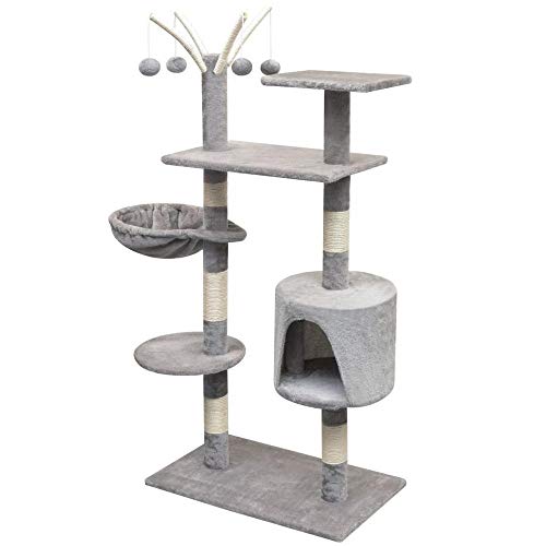 Gulunmun Kratzbaum Grosse Katzen Kletterbaum Stabiler Kratzbaum Mit Sisal-Kratzbäumen 125 cm Kratzbäume Multi-Level-Spielcenter Voll Funktionsfähiges Katzenstudio Für Multi-Katzen-Grey_L_ von Gulunmun