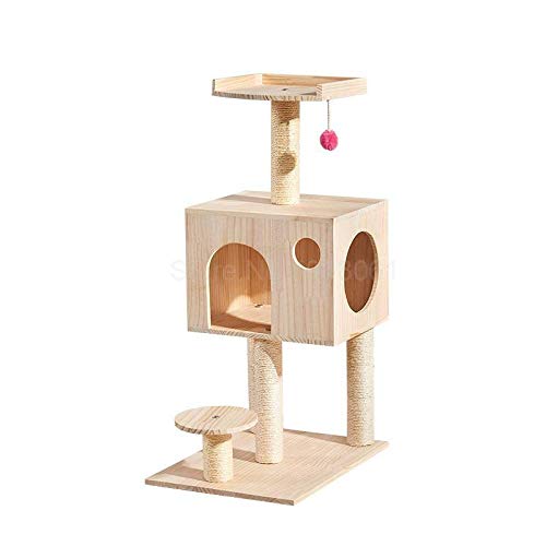 Gulunmun Massivholz Katze Klettergerüst Katzenstreu Kratzbrett Sisal Grab Column Jumping Plattform Pet House Vier Jahreszeiten Supplies-ml6_L von Gulunmun