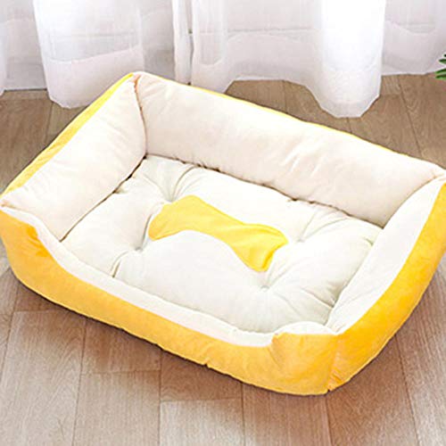 Gulunmun Mode Plüsch Knochen Hundebett für große Hunde Hundedecke Betten Katze Welpe Matratze Hundekorb für Tier-Yellow_58x43x13cm von Gulunmun