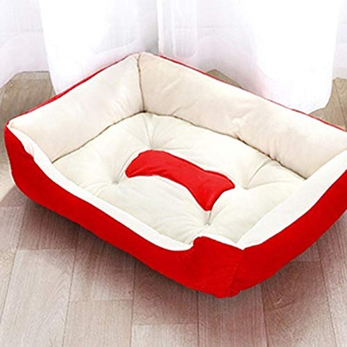 Gulunmun Mode Plüsch Knochen Hundebett für große Hunde Retriever Hundedecke Betten Katze Welpe Matratze Hundekorb für Animal-Red_48x38x13cm von Gulunmun