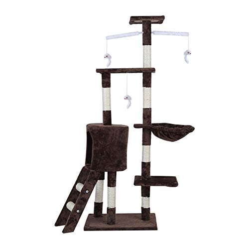 Gulunmun Multifunktionale Katze S Tree Scratcher Kratzturm Fun Post Klettern Spielzeug Aktivität Center Schützen Wohnmöbel Pet House-Brown_67X54X143cm_ von Gulunmun