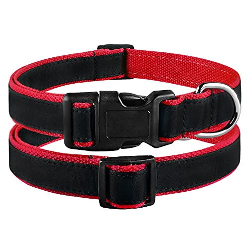 Gulunmun Nylon Hundehalsbänder Personalisierte Stickerei Haustier Hundemarke Halsband Benutzerdefiniert Einstellbar Welpe Typenschild ID Halsbänder Für Kleine Große Hund-Rot-No_Text_M__ von Gulunmun