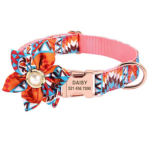 Gulunmun Nylon-Hundehalsband Personalisiertes Welpen-Katzenhalsband-Zubehör Haustier-ID-Tag-Halsband Graviert für kleine mittlere Hunde Chihuahua-Orange_Collar_S von Gulunmun