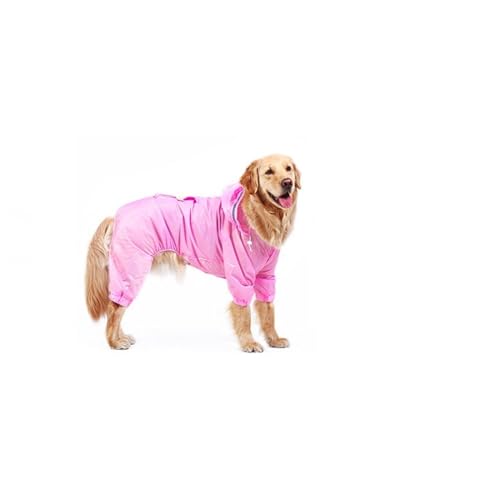 Gulunmun Outdoor-Regenmantel Für Große Hunde,Kleidung Für Große Hunde,Wasserdichter Haustiermantel,Regenjacke,Kapuzenpullover,Reflektierend,Mittelgroßer Hundeponcho Mit Vier Beinen,Rosa,4XL von Gulunmun