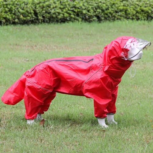 Gulunmun Outdoor-Regenmantel Für Große Hunde,Wasserdicht,Kleidung Für Große Hunde,Mantel,Kapuzenpullover,Regenjacke,Reflektierend,Mittelgroßer Poncho Für Große Hunde,Alles Inklusive,Rot,5XL von Gulunmun