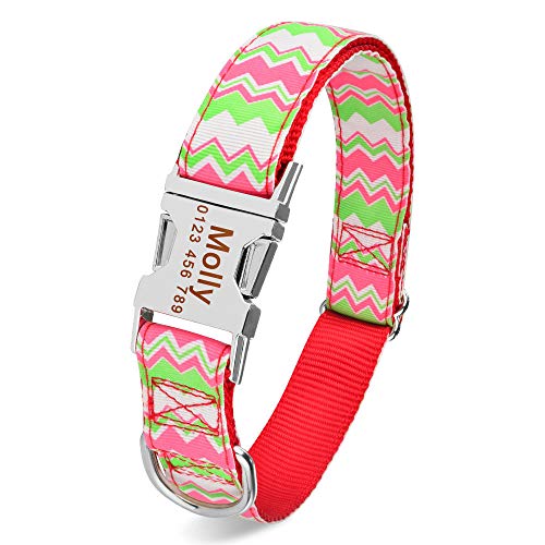 Gulunmun Personalisierte Hundehalsband Stoff ID Name Tag Schnalle Customized Gravierte Welpe SML Hund Haustier Name Welpe Information-Dog_Collar_A_S_27-40cm__ von Gulunmun