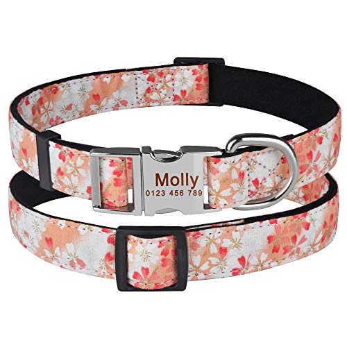 Gulunmun Personalisierte Hundehalsband strapazierfähige Nylon Blumen benutzerdefinierte gravierte Hunde ID Name XS-L-L_42-70cm__ von Gulunmun