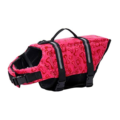 Gulunmun Pet Dog Life Jacket Bones Patterns Safety Clothes Life Vest Harness Saver Pet Dog Swimming Preserver Clothes Summer Swimwer-Pink XS von Gulunmun