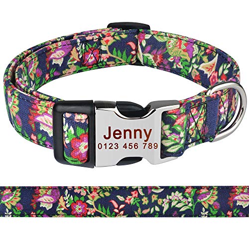 Gulunmun Polyester personalisiertes Hundehalsband Benutzerdefiniert Graviert Klein Mittel ID Name Welpe-L_38-59cm_ von Gulunmun