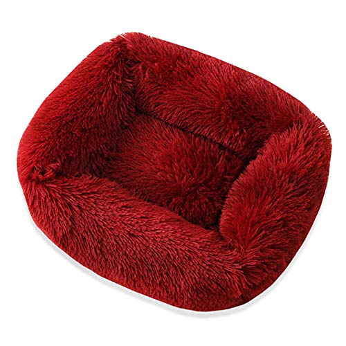 Gulunmun Rechteck Langes Plüsch-Hundebett Anti-Rutsch-Boden Warmer Winter-Welpenkissen-Matte Haustierbedarf für kleine mittelgroße große Hund-Rot_XL_80X70cm von Gulunmun