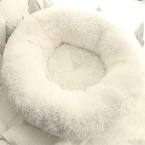 Gulunmun Rundes Plüsch-Hundeschläfernest-Sofa-kleines Hundebett-Katzenstreu-Matratze-warme Welpen-Kissen-Hundehütte-Spaß Gifts-White_70CM von Gulunmun