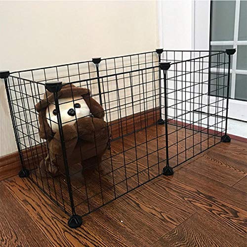 Gulunmun Tragbare DIY Haustier Laufstall Tierkiste DIY Metalldraht Zwinger erweiterbar Haustier Zaun Bunny Cage für Welpen Kaninchen kleine Tier Pen-Black_with_no_Door_10_Pieces_ von Gulunmun