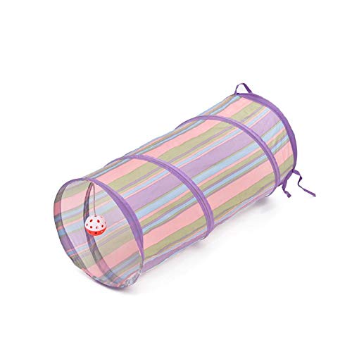 Gulunmun Tunnel Für Katzen Kleintierspielzeug 3 Farben Cat Tunnel Tier Spielen Spielzeug Cat Puppy Training Faltbare Groß Lustige Katzenspielzeug Produkt Mit Ball 60 cm Lange Hohe Qualität @ Lila, A von Gulunmun