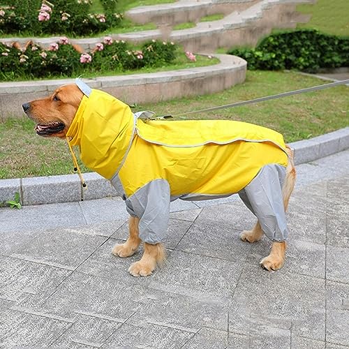 Gulunmun Wasserdichter Großer Hunderegenmantel,Große Hundekleidung,Haustiermantel,Regenjacke,Mittelgroßer Großer Hundeponcho Für Golden Retriever-Samoje-Hunde,Gelb,6XL von Gulunmun