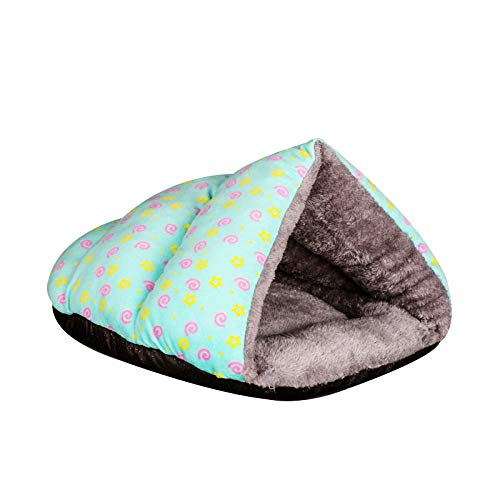 Gulunmun Winter warmes Katzenbett Weiches Plüsch Katzennesthaus Niedliche Schlafsackmatte für Katzen Welpenhöhle Zwinger Haustierbedarf-Green_Star_M_51x37x32cm von Gulunmun