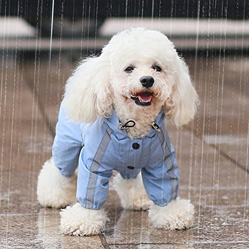 Gulunmun wasserdichte Hundekleidung,Reflektierender Hunderegenmantel,Weiche,Undurchlässige Polyesterjacke Für Kleine Hunde,Haustier-Welpen-Outfits,Hellblau,XXL von Gulunmun