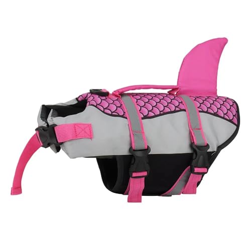 Haustier Hund Schwimmweste Reflektierende Streifen Weste Kleidung Schwimmweste Kragen Geschirr Haustier Schwimmen Sommer Bademode,Rose,XL von Gulunmun