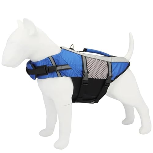 Haustier Hund Schwimmweste Sicherheitskleidung Schwimmweste Schwimmkleidung Badebekleidung Für Kleine Große Hunde Bequeme Hundejackenzubehör,Blau,XL von Gulunmun