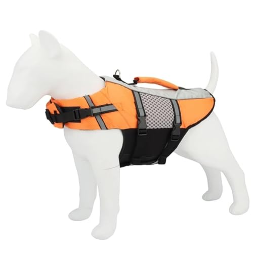 Haustier Hund Schwimmweste Sicherheitskleidung Schwimmweste Schwimmkleidung Badebekleidung Für Kleine Große Hunde Bequeme Hundejackenzubehör,Orange,L von Gulunmun