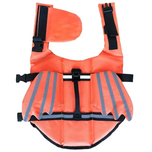 Haustier-Schwimmweste,Reflektierende Schwimmweste,Kinnstütze,Sommer-Haustier-Badeanzug,Hundekleidung,Sicherheits-Badeanzug Für Schwimmen,Pool,Strand,Orange,XL von Gulunmun