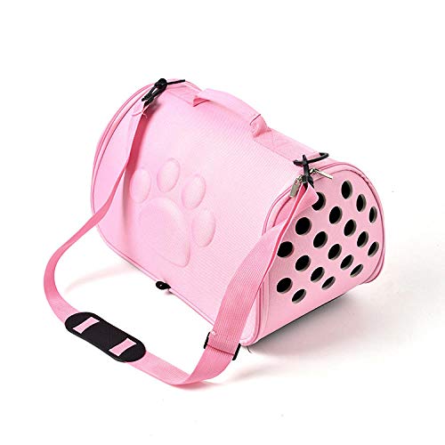 Haustierrucksack Katzentasche Hunderucksack für kleine Hunde Transportbox Fluggesellschaft Hundetransportbox Reisehundetasche Pink/Grau/Gold/Schwarz-Pink, S von Gulunmun