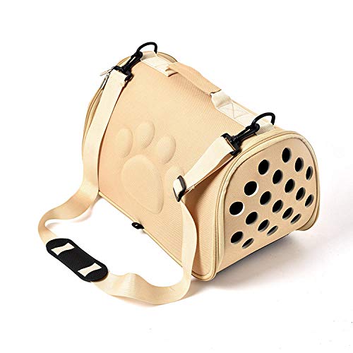 Haustierrucksack Katzentasche Hunderucksack für kleine Hunde Transportbox Fluggesellschaft Hundetransportbox Reisehundetasche Rosa/Grau/Gold/Schwarz-Gold, L von Gulunmun