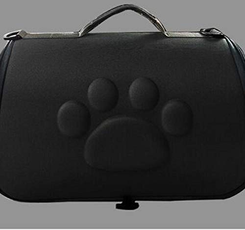 Haustierrucksack Katzentasche Hunderucksack für kleine Hunde Transportbox Fluggesellschaft Hundetransportbox Reisehundetasche Rosa/Grau/Gold/Schwarz-Schwarz, L von Gulunmun