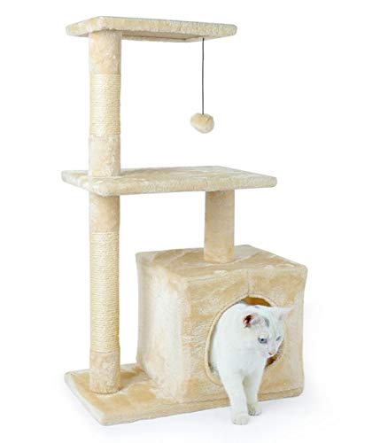 Holz Klettern Baum Katze Springen Spielzeug Spaß Kratzbäume Solide Katzen Klettergerüst Heimtierbedarf Products-AWJ0420Beige_M__ von Gulunmun