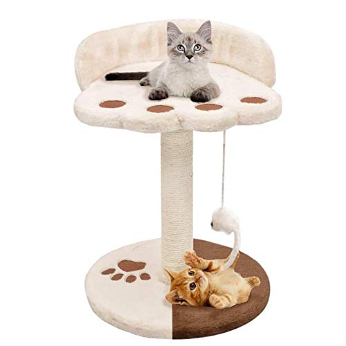 Kratzbaum Grosse Katzen 40 cm Kratzbaum In Beige Und Braun Mit Sisal-Kratzbaum Mit Hängender Spielzeugmaus Und Ruheplattform Katzenkratzer Für Katzen von Gulunmun