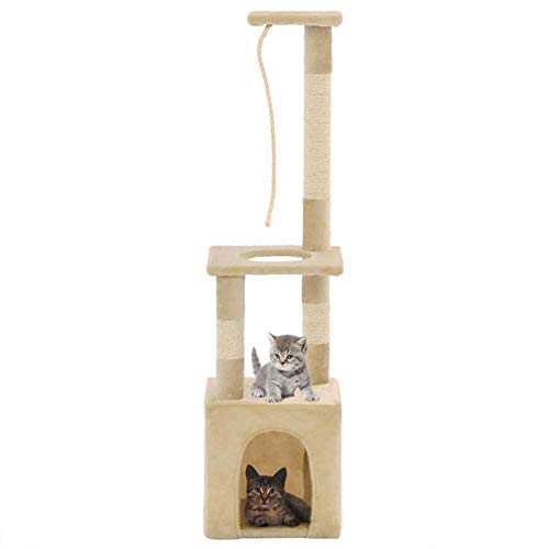 Kratzbaum Grosse Katzen Kletterbaum Stabiler 109 cm Kratzbaum Mit Sisal -Kratzbäumen Kratzbäume Mehrebenen-Katzen-Spielplatz Voll Funktionsfähig Einfach Zusammenzubauen Haus-Beige_M__ von Gulunmun