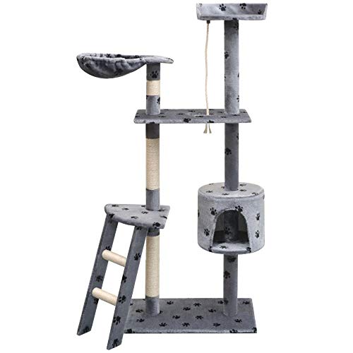 Kratzbaum Grosse Katzen Kletterbaum Stabiler 150 cm Kratzbaum Mit Kratzbäumen Aus Sisal Kratzbäume Kratzbäume Cat Gym Play Center Für Multi-Katzen-Paw_Prints_Grey_L__ von Gulunmun