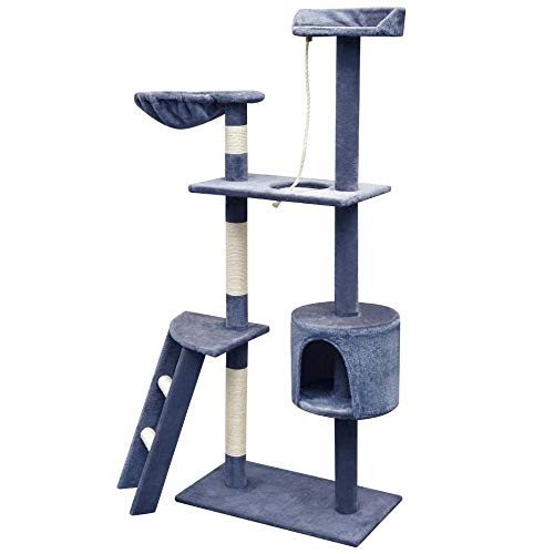 Kratzbaum Grosse Katzen Kletterbaum Stabiler 150 cm Kratzbaum Mit Sisal-Kratzbäumen Kratzbaum-Kratzbäume Cat Gym Play Center Für Multi-Katzen-Dark_Blue_L__ von Gulunmun