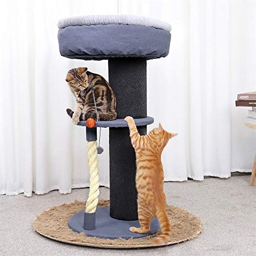 Kratzbaum Grosse Katzen Kletterbaum Stabiler 2 In 1 Minimalismus Katzenspielzeug Kratzbaum Holz Klettern Baum Katze Springen Spielzeug Haus Klettergerüst Katze Möbel Katze Bett-Grey_M__ von Gulunmun