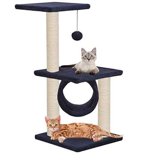 Kratzbaum Grosse Katzen Kletterbaum Stabiler 5 Farbe 65Cm Kratzbaum Mit Sisal Kratzbäume Kratzbäume Multi-Level-Play-Center Voll Funktionsfähige Cat Gym Für Multi-Katzen-Dark_Blue_S__ von Gulunmun