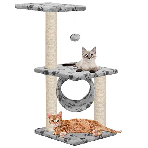 Kratzbaum Grosse Katzen Kletterbaum Stabiler 5 Farbe 65Cm Kratzbaum Mit Sisal Kratzbäume Kratzbäume Multi-Level-Play-Center Voll Funktionsfähiges Cat Gym Für Multi-Katzen-Grey_Paw_Print_S__ von Gulunmun