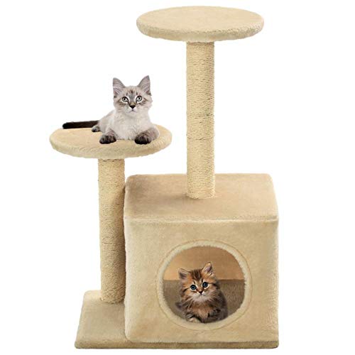 Kratzbaum Grosse Katzen Kletterbaum Stabiler 60 cm Katzenkratzer Kratzbaum Mit Sisal-Kratzbäumen Katzenkletterrahmen Four Seasons Katzenkletterrahmen-Beige_S__ von Gulunmun