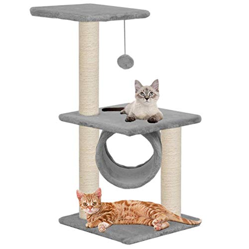 Kratzbaum Grosse Katzen Kletterbaum Stabiler 65 Cm Kratzbaum Mit Sisal-Kratzbäumen Kratzbäume Multi-Level-Spielcenter Voll Funktionsfähiges Katzen-Fitnessstudio Für Multi-Katzen House-Grey_M__ von Gulunmun